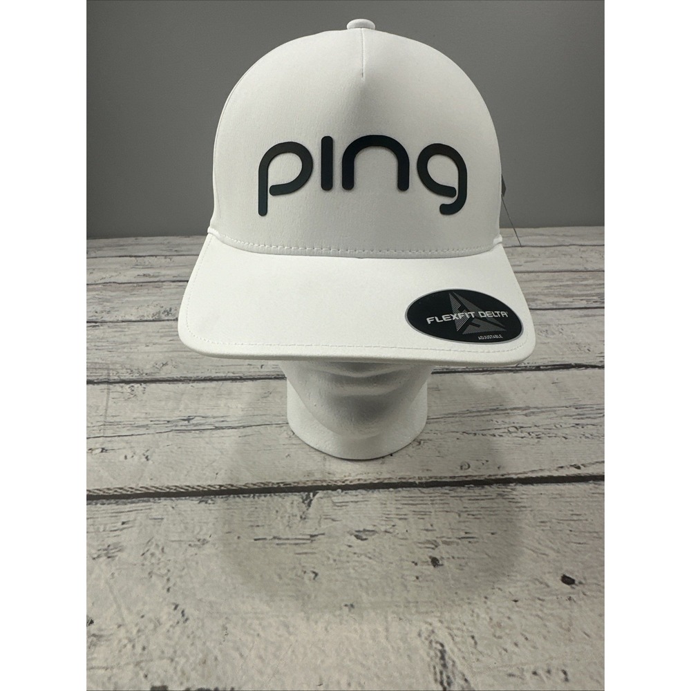 Adult Ping Flex Fit Delta Golf Hat Cap White Lightweight Comfort Velcrostrap NWT